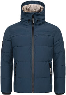 heren gewatteerde winterjas AS-334 met gevoerde capuchon Blauw - XL