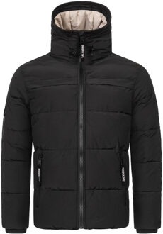 heren gewatteerde winterjas AS-334 met gevoerde capuchon Zwart - 3XL