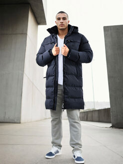 Heren Gewatteerde Winterparka Marine Blauw - XL