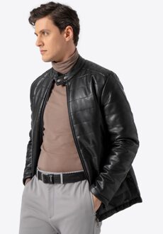 Heren Gewatteerde Zwarte Eco-leren Jas - maat 2XL