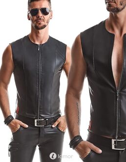 Heren gilet van lederlook ,Ottaviano001 - Maat: S