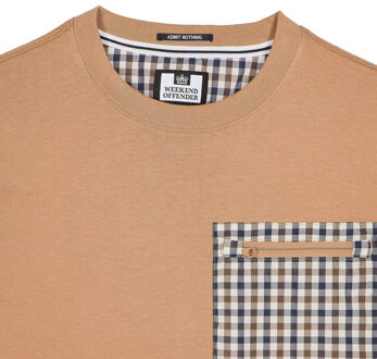 Heren Gorman House geruit zak-T-shirt (Cognac) - maat S Bruin