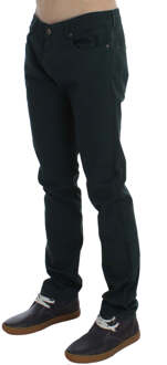 Heren Green Cotton Denim Stretch Straight Fit Jeans Groen - 34 (Taille)