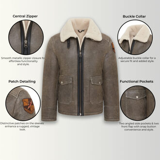 Heren Grijs B3 Shearling Bomber Aviatorjack - Akutan