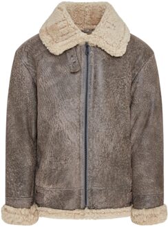 Heren grijs B3 WW2 schapenvacht leren vliegeniersjack - Paars - 3XL