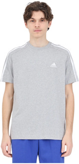 Heren Grijs en Wit Essentials T-Shirt Adidas , Gray , Heren - 2Xl,Xl,L,M,S,Xs