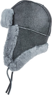 Heren Grijs RAF Aviator Suède Schapenvacht B-55 Trapper Hoed Winter Warme Leren Navigator Hoed - M