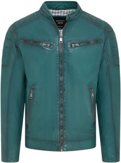 Heren Groen Modern Klassiek Leren Gewatteerd Bikerjack - Derry - maat 4XL