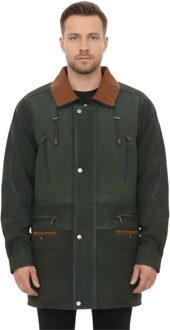Heren groene nubuck leren parka jas - Gatton - maat M