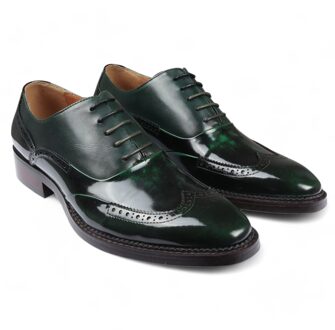 Heren Groene Patent Leren Brogue Formele Schoenen - Harry - EU 39/ UK 6