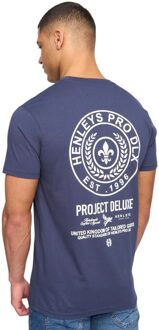 Heren Henstamp Katoenen T-shirt (Marineblauw) Navy - XL
