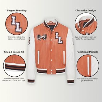 Heren honkbal leren Letterman bomberjack - Ashwood - maat 3XL Bruin