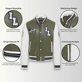 Heren honkbal leren Letterman bomberjack - Ashwood - maat XL Groen