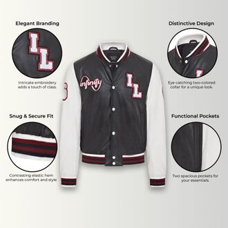 Heren honkbal leren Letterman bomberjack - Ashwood Zwart - 3XL