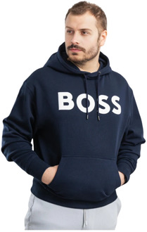 Heren hoodie navy katoen lange mouw Hugo Boss , Blue , Heren - 2Xl,Xl,L,M,S