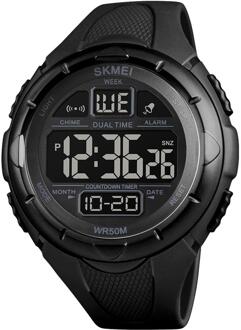 Heren Horloge Skmei Outdoor Sport Digitale Pu Band Led Lezen Waterdichte Elektronische Horloge Week Datum Mannelijke Klok zwart