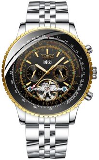 Heren Horloges Automatische Mechanische Horloges Jaragar Mannen Roestvrij Staal Horloges Skeleton Steampunk Mannelijke Klokken goud zwart