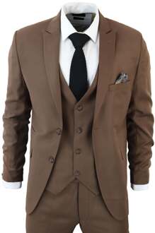 Heren IM1 Klassiek Effen Bruin 3-delig Kostuum - 36 (Borst)