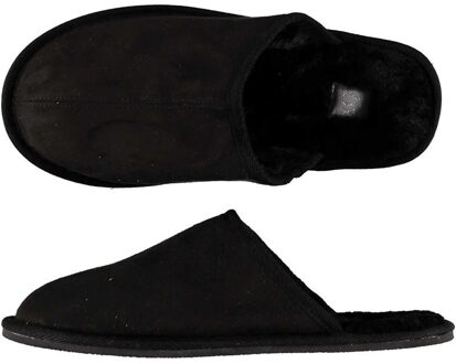Heren instap sloffen/pantoffels - laag - zwart - maat 43-44 - 43/44