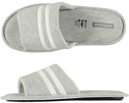 Heren instappers/huisslippers stof grijs/witte gestreept