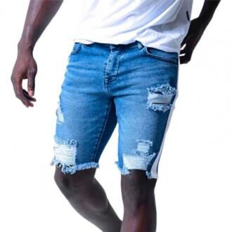Heren Jeans Half Broek Ripped Elastische Denim Shorts Zomer Mode Toevallige Slanke Blauw Shorts Mannen kleding