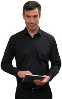 Heren juno shirt met lange mouwen Zwart - 42 (L)