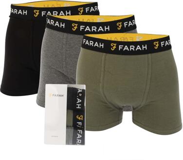 Heren Karlos Boxershorts (Set van 3) (Olijfgroen/Grijs/Zwart) - maat