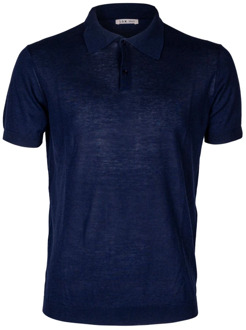 Heren Katoenen Polo Shirt. Lichtgewicht. Puntkraag. Slim Fit. Gemaakt in Italië. L.b.m. 1911 , Blue , Heren - 2Xl,Xl,L,M