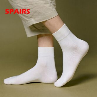 Heren Katoenen Sokken Stijlen 5 Paren/partij Wit Zakelijke Mannen Sokken Wit Ademend Lente Zomer Voor Mannelijke