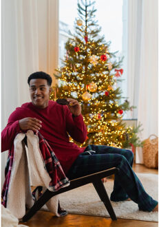 Heren kerst pyjama set shirt + broek rood/groen geruit flanel Veelkleurig - XXL