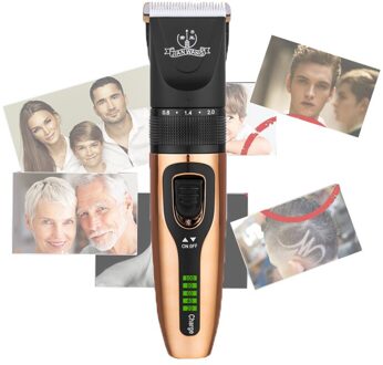 Heren Kinderen Elektrische Trimmer Cutter Lcd Tondeuse Draadloze Keramische Elektrische Neus Baard Trimmer Scheerapparaat Kapper Scheermes Set 02 gouden