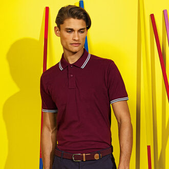 Heren Klassiek Fit getipt Poloshirt (Bourgogne/ Lucht) Veelkleurig - XL