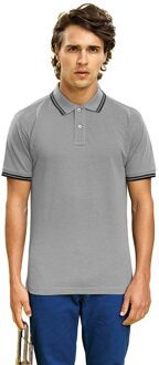Heren Klassiek Fit getipt Poloshirt (Heide Grijs/Zwart) - 2XL