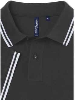 Heren Klassiek Fit getipt Poloshirt (Houtskool/Wit) Veelkleurig