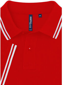 Heren Klassiek Fit getipt Poloshirt (Rood/wit) - 3XL