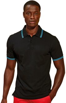 Heren Klassiek Fit getipt Poloshirt (Zwart / Turkoois) Zwart/blauw - M