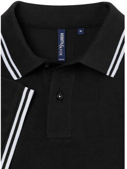 Heren Klassiek Fit getipt Poloshirt (Zwart/Wit) - maat L
