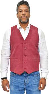 Heren klassiek geitensuède lederen vest-Norwich Bourgogne - 3XL