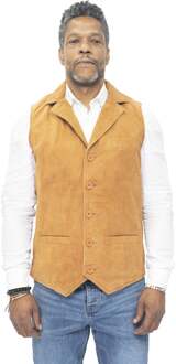 Heren klassiek glad geit suède leren vest-Exeter Bruin - 3XL