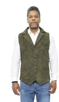 Heren klassiek glad geit suède leren vest-Exeter Groen - XS
