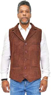 Heren klassiek glad geit suède leren vest-Exeter - maat 3XL Bruin