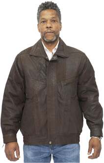Heren klassiek Harrington bommenwerper leren jack-Minsk Bruin - XS