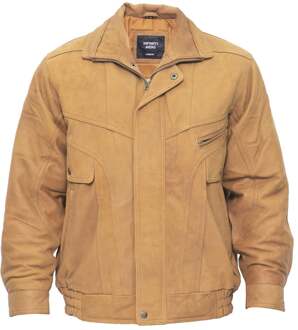 Heren klassiek Harrington bommenwerper leren jack-Minsk - maat 2XL Bruin