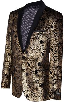Heren klassieke gouden paisley zwart fluwelen smoking dinerjas op maat gesneden blazer