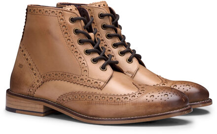 Heren klassieke Oxford Tan lederen Gatsby brogue enkellaarzen Bruin