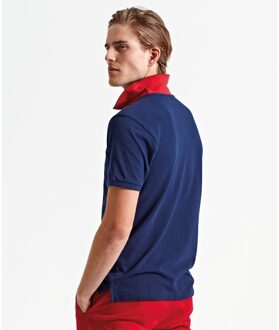 Heren Klassieke Pasvorm Contrast Poloshirt (Marine / Rood) Navy/rood - L