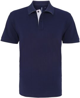 Heren Klassieke Pasvorm Contrast Poloshirt (Marine / Wit) - maat 3XL Navy