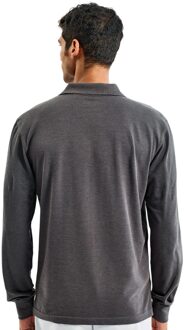 Heren Klassieke Pasvorm Poloshirt met lange mouwen (Houtskool) - maat 5XL