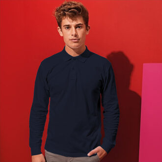 Heren Klassieke Pasvorm Poloshirt met lange mouwen (Marine) Navy - 3XL