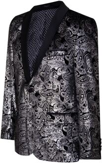 Heren klassieke zilveren Paisley zwart fluwelen smoking dinerjas op maat gemaakte blazer